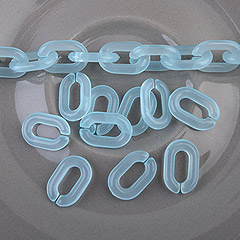 [6537-07]아크릴체인 클립고리 9x15mm 반투명 블루 ,20개